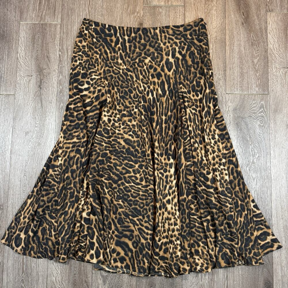 Ralph Lauren Brown Classic Maxi Skirt 14 Animal Cheetah Leopard